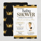 ブラックとゴールドのロイヤルプリンスベイビーシャワー招待状 招待状 (正面/裏面)