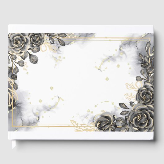 ブラックとゴールドのローズ ゲストブック (正面)