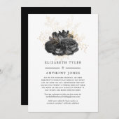 ブラックとゴールドのヴィンテージ ハロウィン フラワー ゲスト 案内状 (正面/裏面)