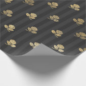 ブラックとゴールドのヴィンテージ パリ フラワーズ ラッピングペーパー (角)