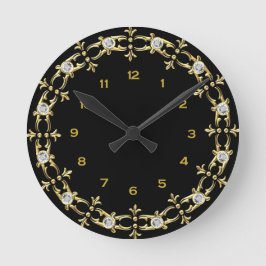ブラックとゴールドの丸い時計 ラウンド壁時計