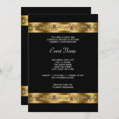 ブラックとゴールドの企業のパーティイベント 招待状 (正面/裏面)