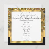 ブラックとゴールドの写真テンプレート スイート16 招待状 (裏面)