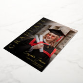 ブラックとゴールドの写真 卒業パーティー 箔招待状 (回転した状態)