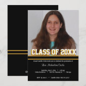 ブラックとゴールドの卒業パーティー招待状 招待状 (正面/裏面)