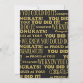 ブラックとゴールドの卒業パーティー 招待状 (裏面)