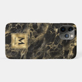 ブラックとゴールドの大理石モノグラム エレガントな高級感 Case-Mate iPhoneケース (裏面(横))