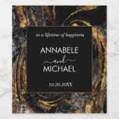 ブラックとゴールドの大理石 ワインラベル (シングルラベル)