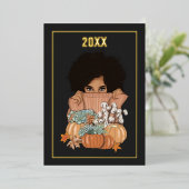 ブラックとゴールドの季節的な秋 - 落ち葉 箔シーズンカード (立ち正面)