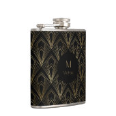 ブラックとゴールドの幾何学パターン | モノグラム フラスク (右)