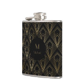 ブラックとゴールドの幾何学模様 | モノグラム フラスク (左)