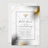 ブラックとゴールドの幾何学的なトロピカルバーチャルシャワー 招待状 (正面)