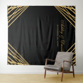 ブラックとゴールドの幾何学的な抽象写真の背景 タペストリー (インサイチュ(横))