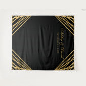ブラックとゴールドの幾何学的な抽象写真の背景 タペストリー (正面(横))