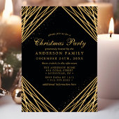 ブラックとゴールドの幾何学的な抽象的なクリスマスパーティー 招待状
