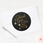ブラックとゴールドの感謝 タイポグラフィーパーティーのお favors ラウンドシール (封筒)