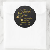 ブラックとゴールドの感謝 タイポグラフィーパーティーのお favors ラウンドシール (バッグ)