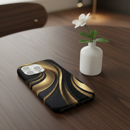 ブラックとゴールドの携帯ケース iPhone 15 PROケース