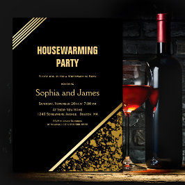 ブラックとゴールドの新築パーティー 招待状