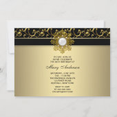 ブラックとゴールドの渦巻き誕生日パーティー 招待状 (裏面)