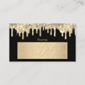 ブラックとゴールドの箔と金ゴールドドリップデザイン プレイスカード (正面)