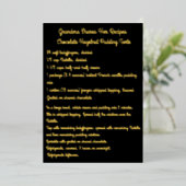 ブラックとゴールドの箔押しフレームのレシピカード 箔招待状 (立ち正面)