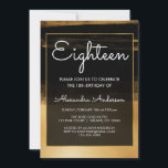 ブラックとゴールドの箔 ブラシ ストローク 18歳の誕生日 招待状<br><div class="desc">ブラックとゴールドのメタリック箔 ペイント ブラシ ストローク ストライプ 18歳の誕生日パーティー招待状 ゴールドとブラックの18歳の誕生日パーティーにおすすめ。 この招待状は、18歳の誕生日パーティーに最適です。 デザイナーにカスタマイズされたマッチングアイテムについてお問い合わせください。</div>