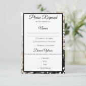 ブラックとゴールドの結婚式の出欠確認カード 招待状 (スタンド正面)