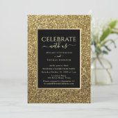 ブラックとゴールドの結婚式の披露宴 招待状 (スタンド正面)