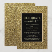 ブラックとゴールドの結婚式の披露宴 招待状 (正面/裏面)