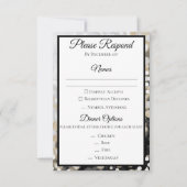 ブラックとゴールドの結婚式出欠確認カード 招待状 (正面)