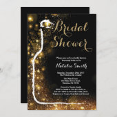 ブラックとゴールドの結婚式前パーティー招待状 ワイン 招待状 (正面/裏面)