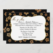 ブラックとゴールドの結婚式後パーティー招待状 招待状 (正面/裏面)