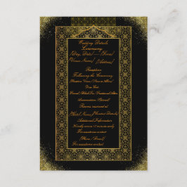ブラックとゴールドの結婚式詳細カード | エレガント エンクロージャーカード