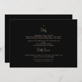 ブラックとゴールドの結婚式詳細招待状 招待状 (正面/裏面)