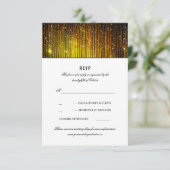 ブラックとゴールドの結婚式 ストリング ライト RSVP (スタンド正面)