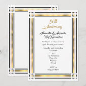 ブラックとゴールドの縁取り ゴールデンウェディング 招待状 (正面/裏面)