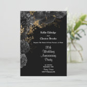 ブラックとゴールドの花柄 ウェディング アニバーサリー パーティー 招待状 (スタンド正面)