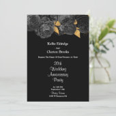 ブラックとゴールドの花柄 ウェディング アニバーサリー パーティー 招待状 (スタンド正面)