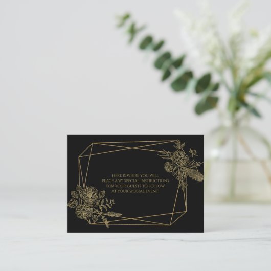 ブラックとゴールドの花柄 エンクロージャーカード (スタンド正面)