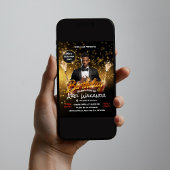 ブラックとゴールドの誕生日クラブパーティー招待状 招待状