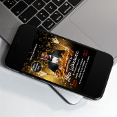 ブラックとゴールドの誕生日クラブパーティー招待状 招待状