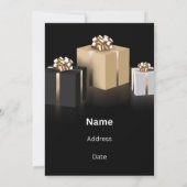 ブラックとゴールドの誕生日招待状 招待状 (裏面)