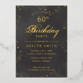 ブラックとゴールドの誕生日 箔招待状 (正面)