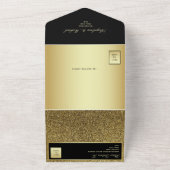 ブラックとゴールドの豪華な結婚式 オールインワン招待状 (外側)