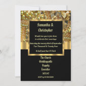 ブラックとゴールドの輝く結婚式の写真招待状 招待状 (正面)