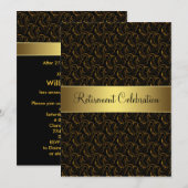 ブラックとゴールドの退職パーティー 招待状 (正面/裏面)