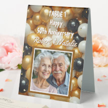 ブラックとゴールドの風船 | オーダーメイドの結婚記念日