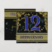 ブラックとゴールドの12周年パーティー 招待状 (正面/裏面)