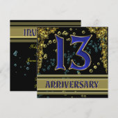 ブラックとゴールドの13周年パーティー 招待状 (正面/裏面)